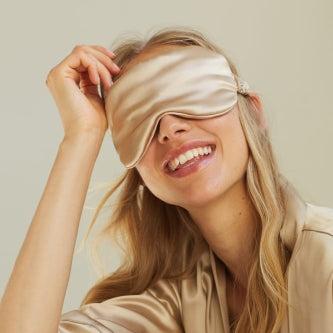 Beige Silk Eye Mask Beige Dariia Day