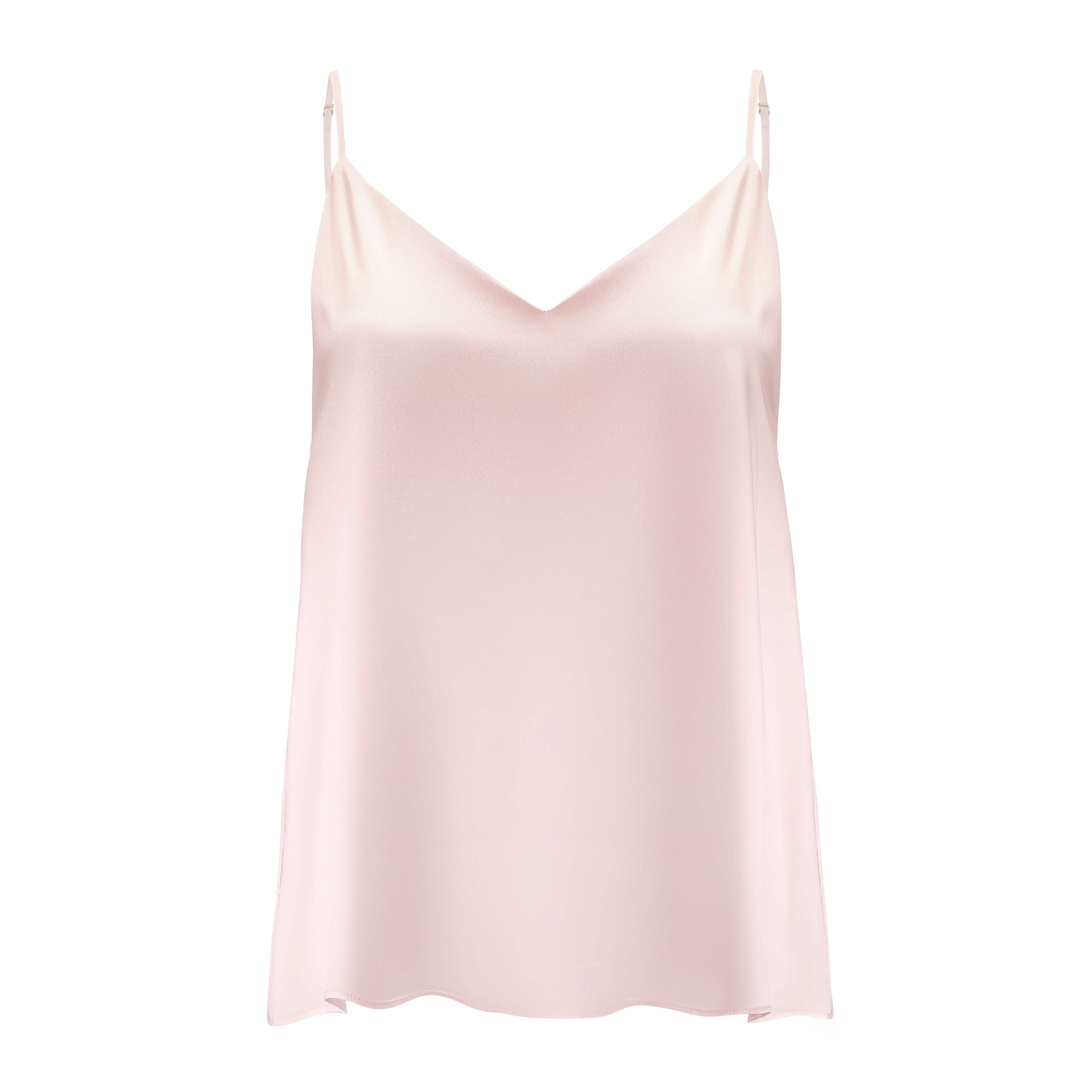 Pink Blush pink silk cami top front view by Dariia Day, premium silk sleepwear for ultimate comfort and style
