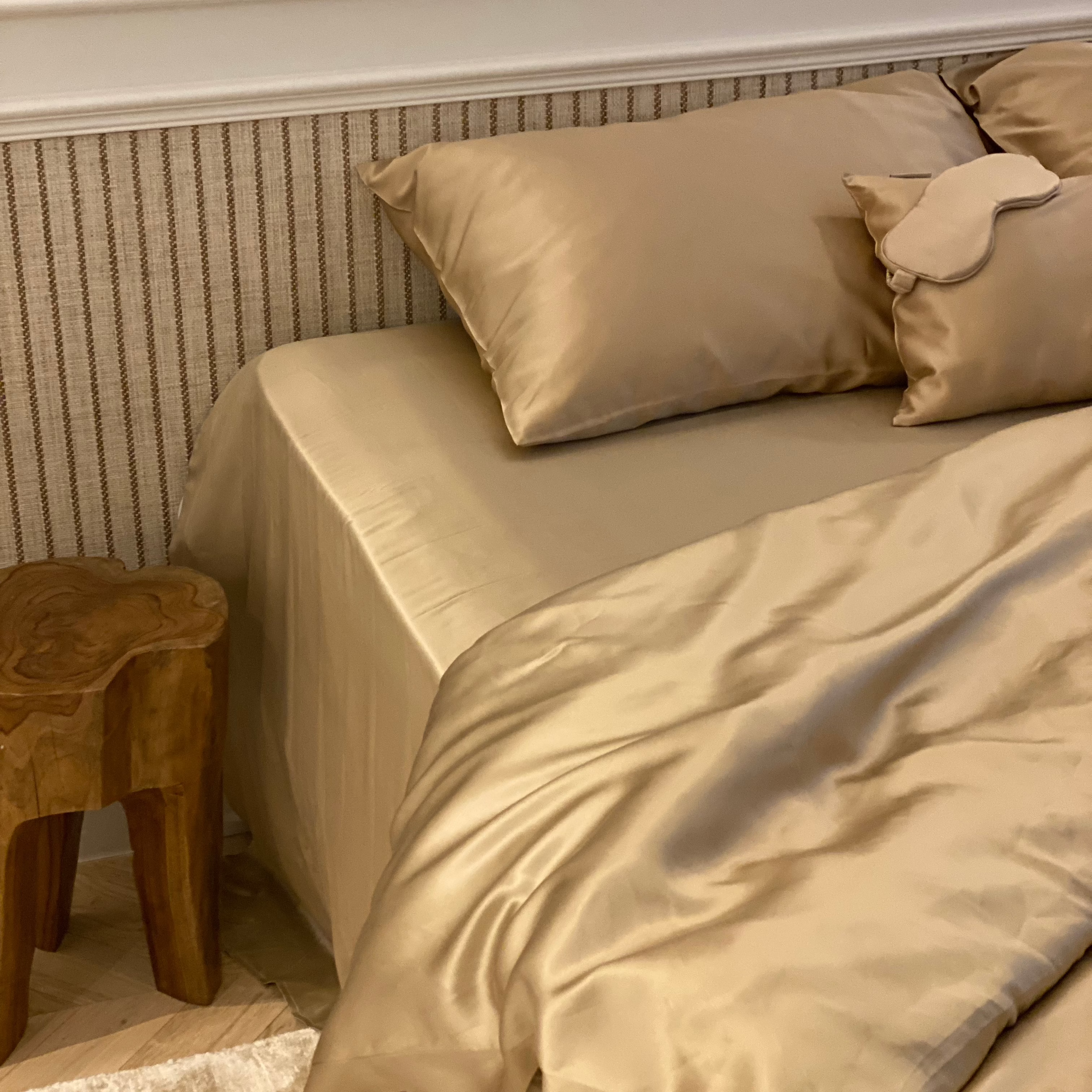 Beige Luxury French beige silk bedding by By Dariia Day