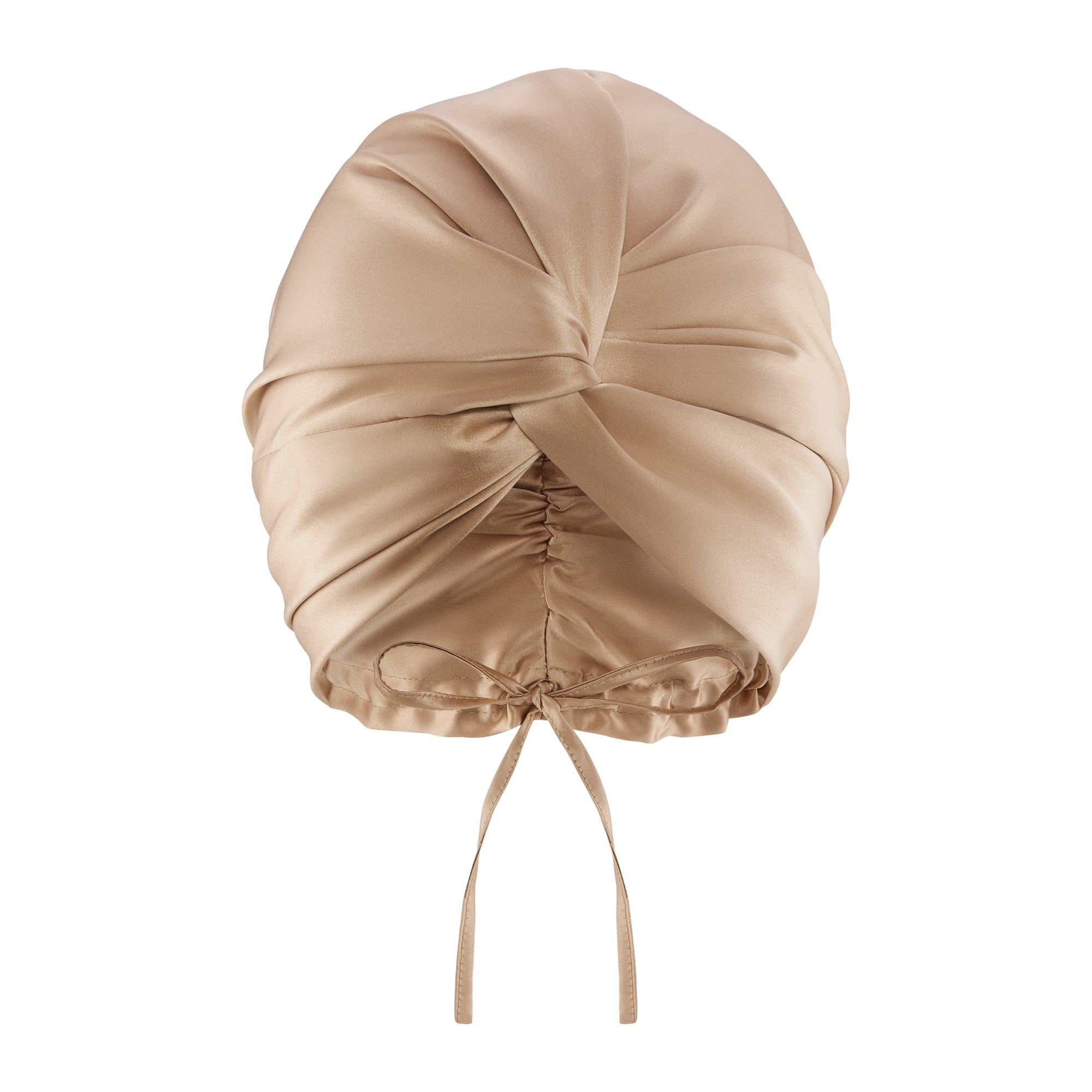 Beige Silk turban hair bonnet good for hair sleep, shiny, soft, luxurious