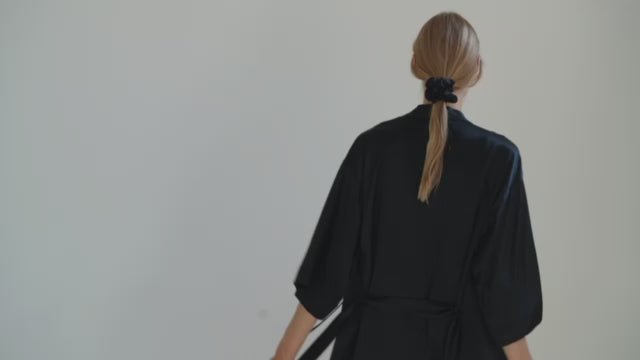 Black Elegant Robe by Dariia Day in Midnight Black