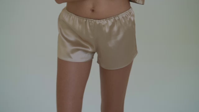 Beige Silk Shorts By Dariia Day