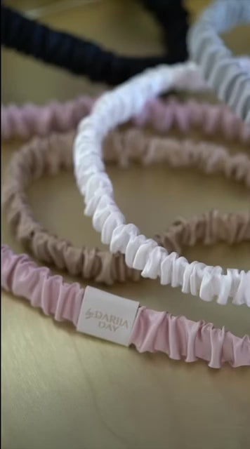 White By Dariia Day Headbands in Powder White, French Beige, Blush Pink, Midnight Black and Silver Grey