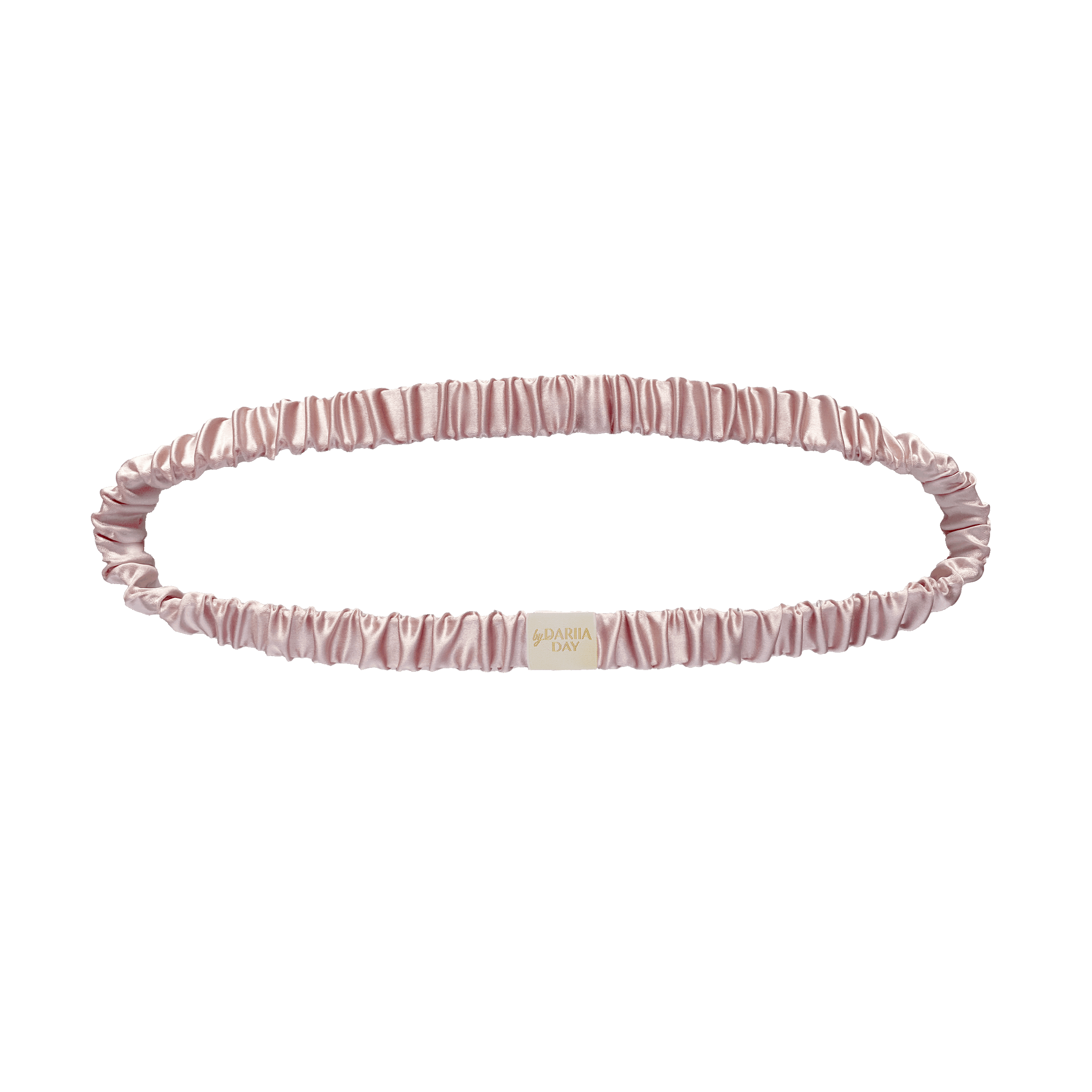 Pink Luxurious blush pink silk headband by Dariia Day made from 100% mulberry silk, designed for gentle hair care and a stylish look.