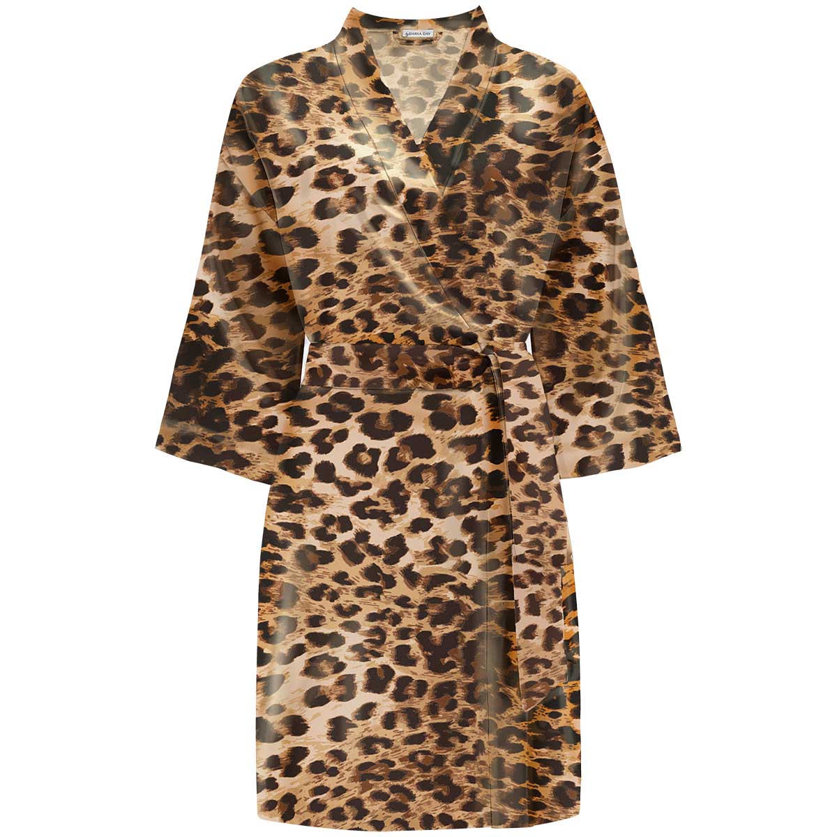 Leopard print silk robe made from 25 momme mulberry silk, offering an elegant and luxurious touch to your loungewear collection.