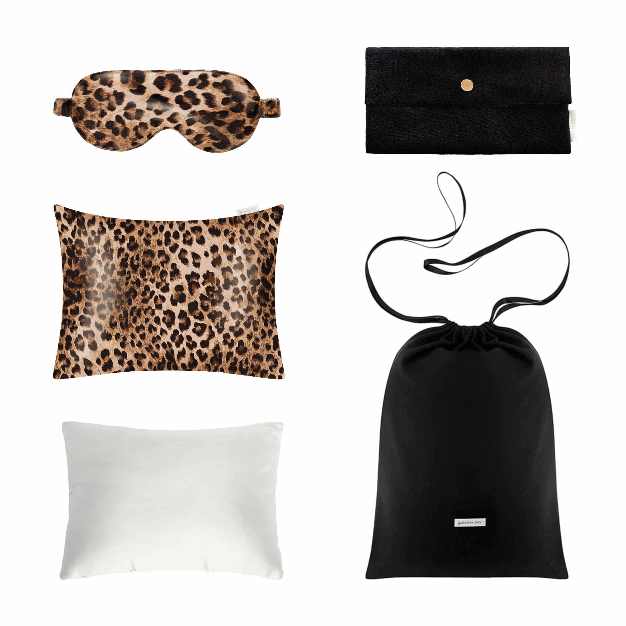 Leopard Silk travel set 25 momme mulberry silk in Leopard print, silk pillow with eye mask for your comfort and beauty while travelling