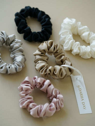 5 small Silk scrunchies - Set by Dariia Day