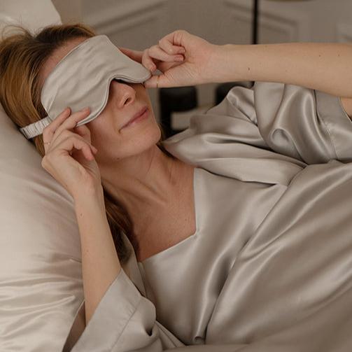 Grey Silk Eye Mask Dariia Day in Silver Grey