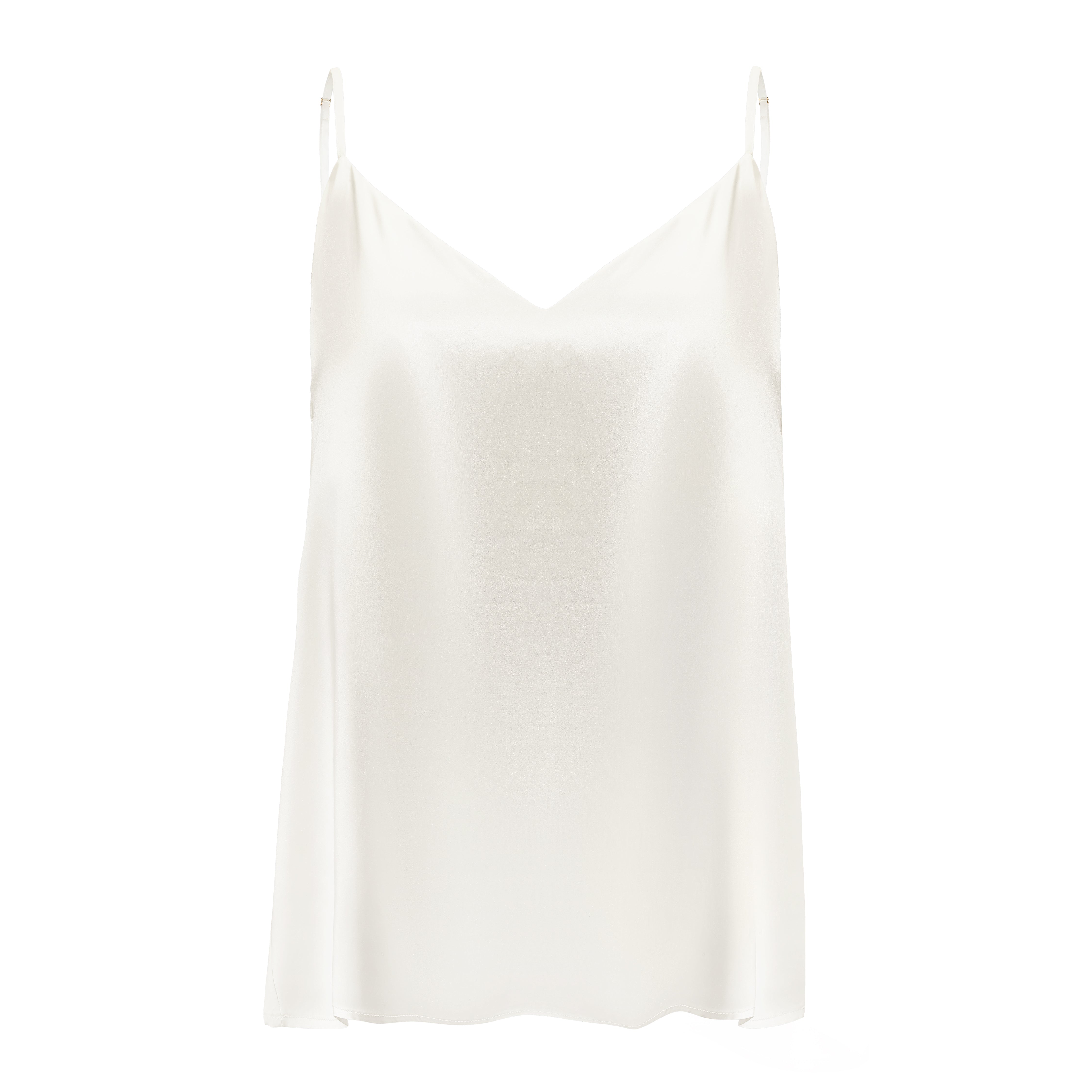 White Front view of powder white silk top by Dariia Day