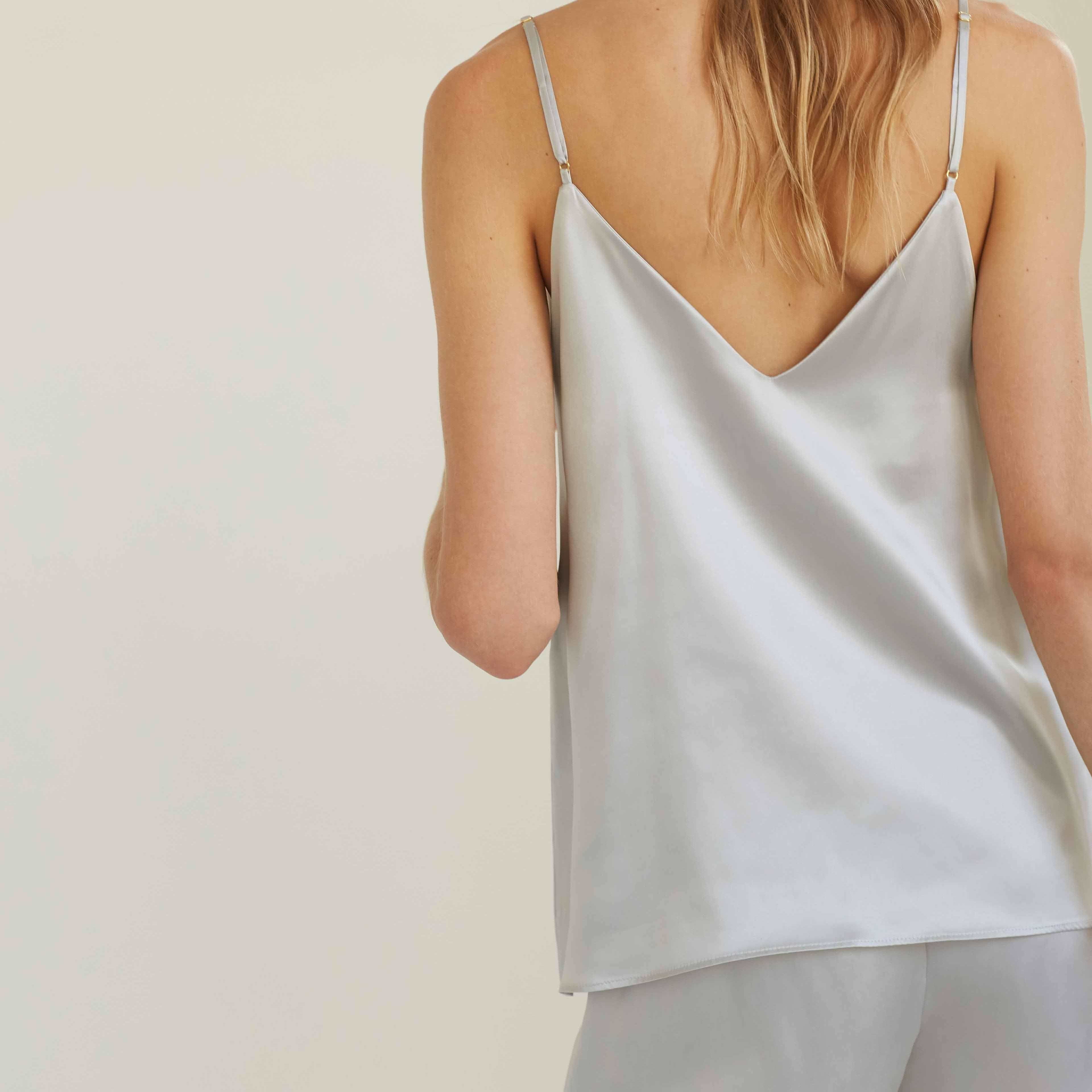 Back view of Silk Top in Silver Grey by Dariia Day